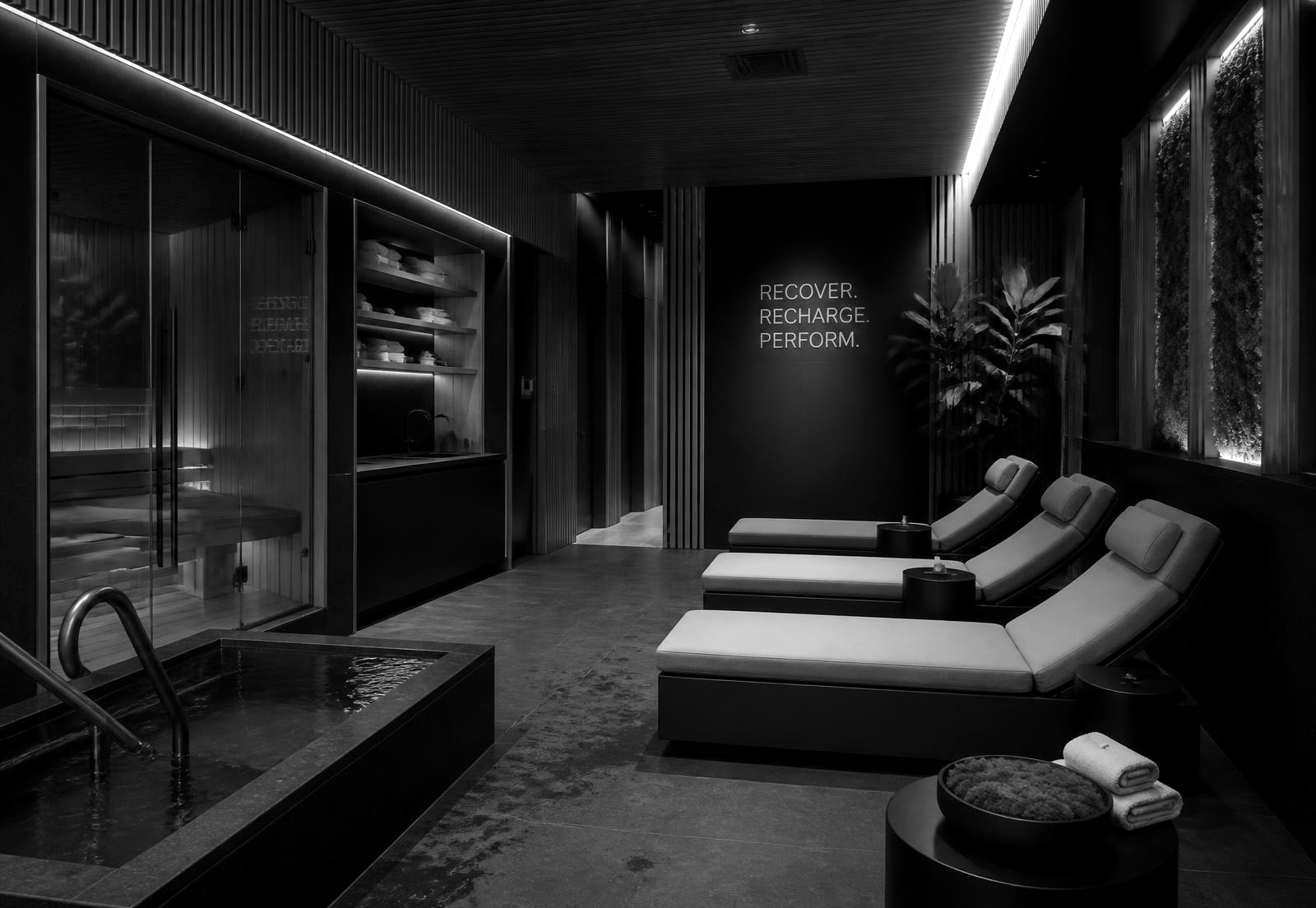 Recovery suite with sauna, cold plunge and a quiet lounge chair